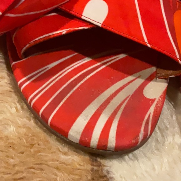 Anthropologie Elina Linardaki Leather Printed Sandals Women's Size: 9 - Picture 6 of 9